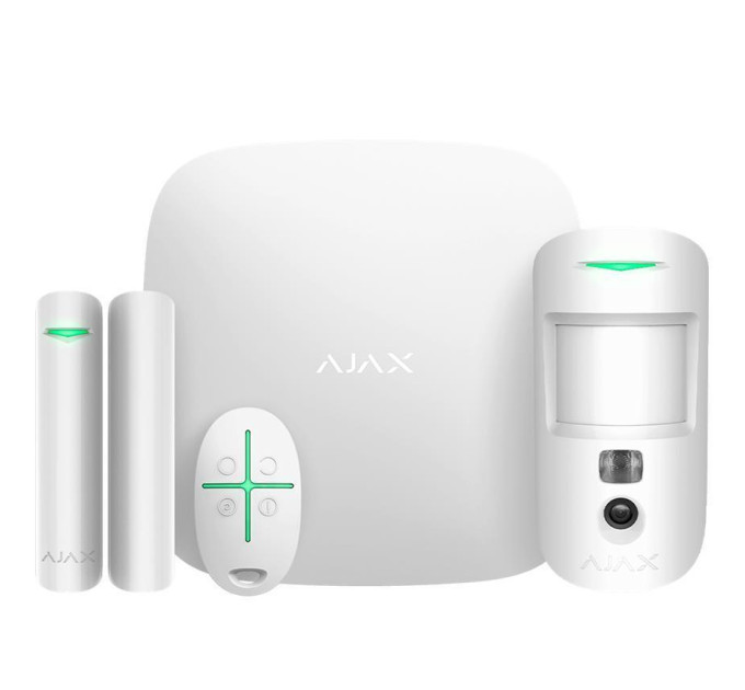 Ajax Ajax StarterKit Cam Plus HDR (8EU) UA white комплект охоронної сигналізації