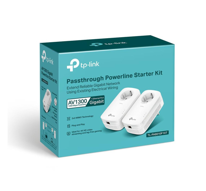 TP-Link Гігабітний Powerline адаптер з вбудованою розеткою , TL-PA8010PKIT TP-LINK