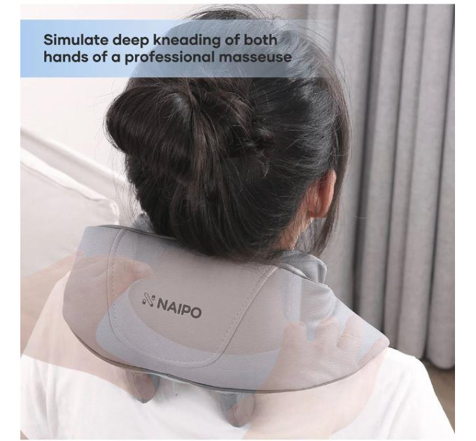 NAIPO Масажер NAIPO Neck and Shoulder Massager oFree для шиї та плечей з підігрівом і регульованими ремінцями (MGS-2301)