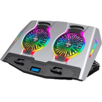 Підставка до ноутбука IceCoorel 10-18", 2*125mm 1400 RPM, 2*USB, + LCD display, 461x298x52mm, Silver (N9S)