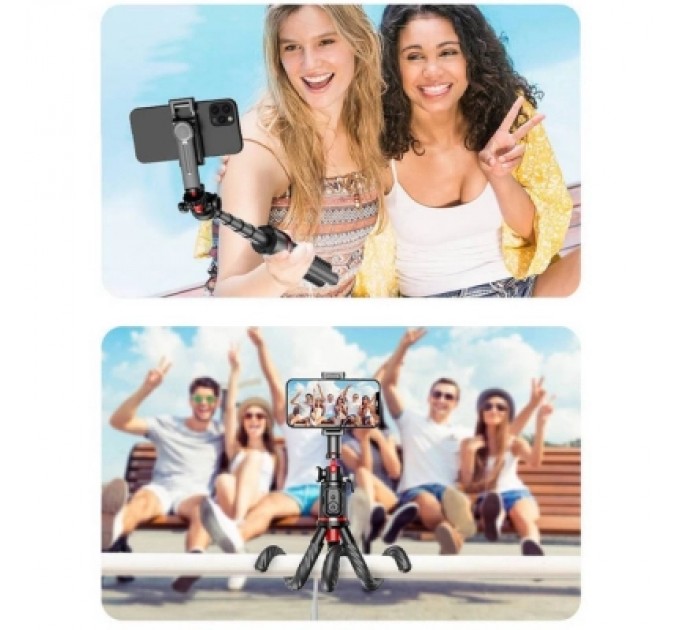 RTAKO Штатив RTAKO C03 Octopus Extendable Tripod Selfie Stick (with Detachable Phone Holder) Black (6942063212416)