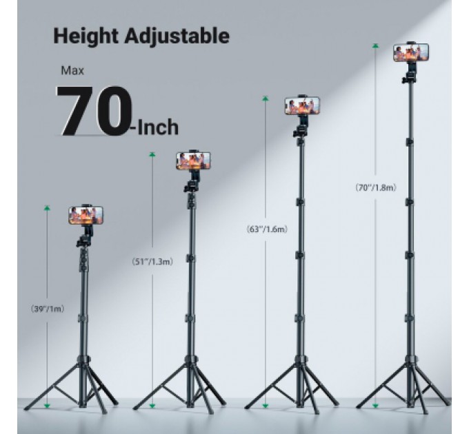 Ugreen Штатив Ugreen LP680 Selfie Stick Tripod with Bluetooth Remote Black (15609)