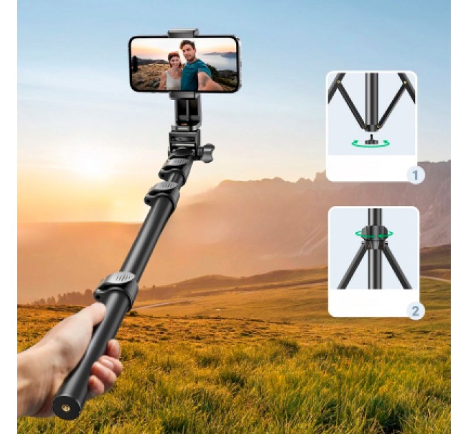 Ugreen Штатив Ugreen LP680 Selfie Stick Tripod with Bluetooth Remote Black (15609)