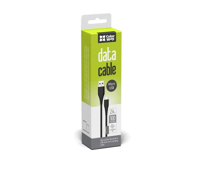 ColorWay Кабель ColorWay USB-microUSB  (PVC), 2.4А, 1м, Black (CW-CBUM025-BK)