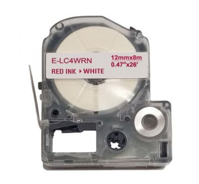 UKRMARK Стрічка для принтера етикеток UKRMARK E-LC4WRN, 12мм х 8м, red on white, сумісна з LC-4WRN (900925)
