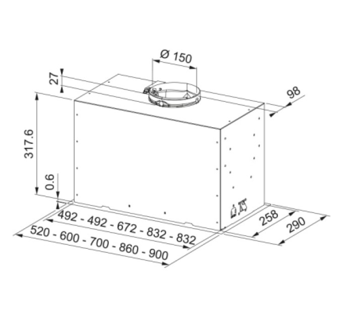 Franke Витяжка кухонна Franke Box Flush Basic FBFE BK A70 (305.0728.431)