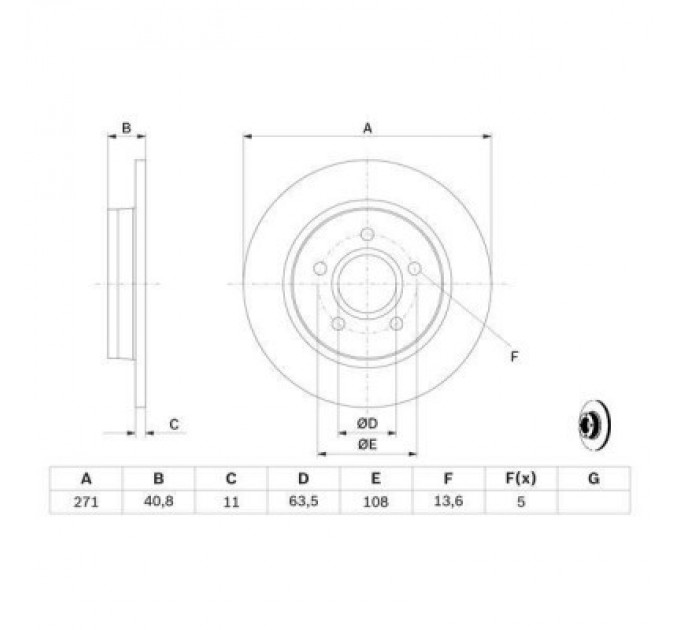 Bosch Гальмівний диск Bosch 0 986 479 763