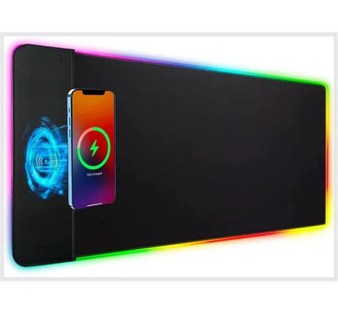 Choetech Килимок для миші з бездротовим зарядним пристроєм Choetech (T543-F) RGB Illuminated 15W Wireless Charging Mouse Pad