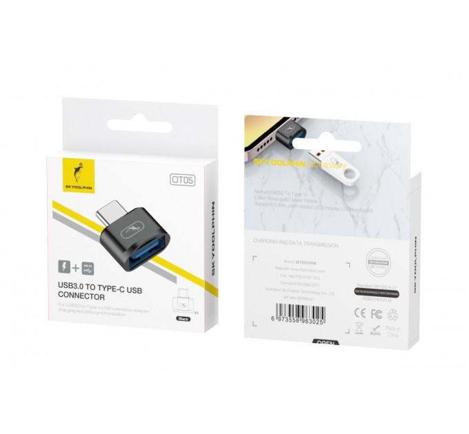 SkyDolphin Перехідник SkyDolphin OT05 Mini USB Type-C - USB (M/F) Black (SDADPT-00029)