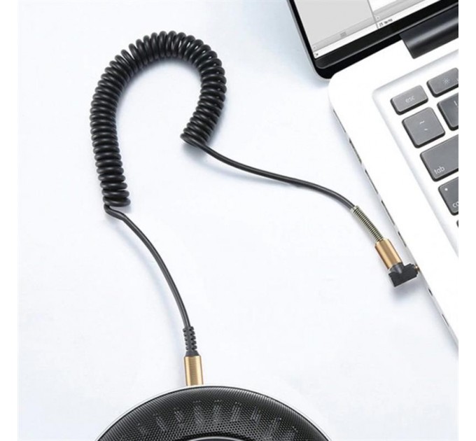 SkyDolphin Аудіо-кабель SkyDolphin SR08 Spring Wire 3.5 мм - 3.5 мм (M/M), 1 м, Black (SDAUX-000062)