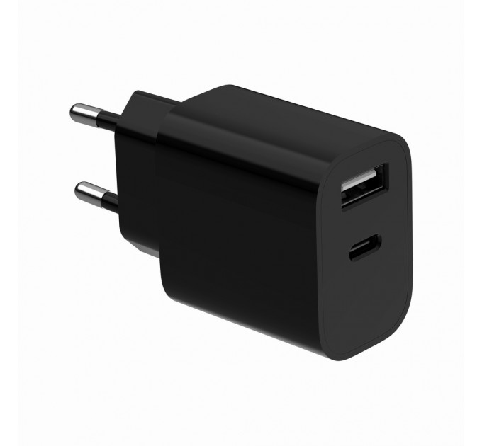 Gembird Мережевий зарядний пристрій Gembird (1USBх2.4A + 1USB-Cх2.4A) Black (TA-UC-2AC12-01-BK)