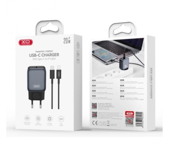 XO Зарядний пристрій XO USB-C PD20W Black (L153.black)