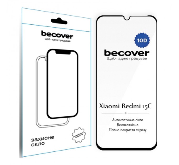 BeCover Скло захисне BeCover 10D Xiaomi Redmi 15C 4G/5G Black (713908)