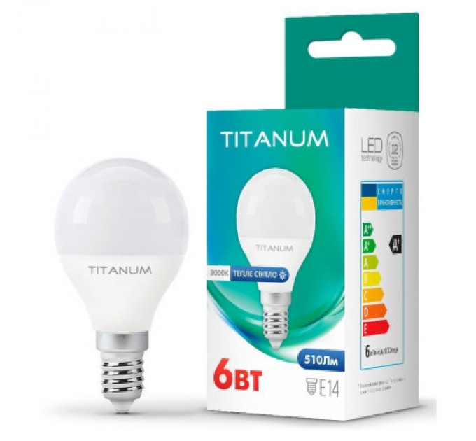 TITANUM Лампочка TITANUM G45 6W E14 3000K (TLG4506143)