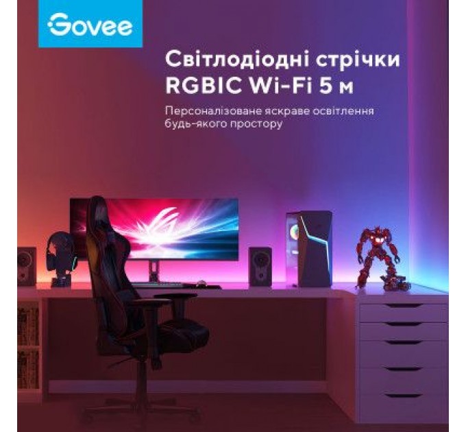 Govee Світлодіодна стрічка Govee RGBIC Basic Wi-Fi + Bluetooth LED Strip Light 5м Білий (H618A3D1)