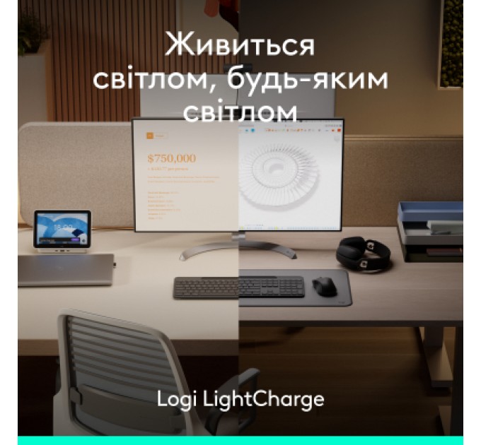 Logitech Клавіатура Logitech Slim Solar+ for Business Wireless/Bluetooth Graphite (920-013779)