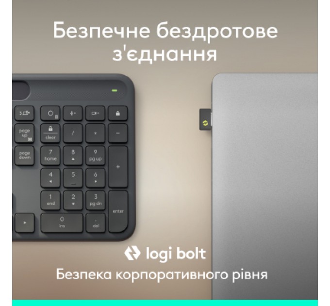 Logitech Клавіатура Logitech Slim Solar+ for Business Wireless/Bluetooth Graphite (920-013779)