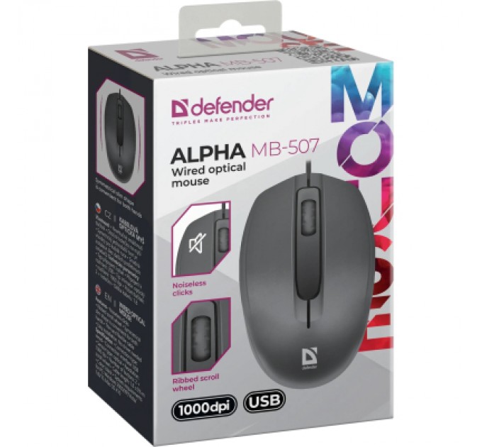 Defender Мишка Defender Alpha MB-507 USB Black (52507)