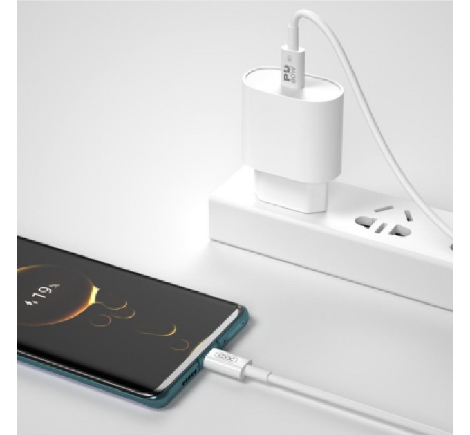 XO Дата кабель USB-C to USB-C 2.0m 100W white XO (CB-Q100-2CC)
