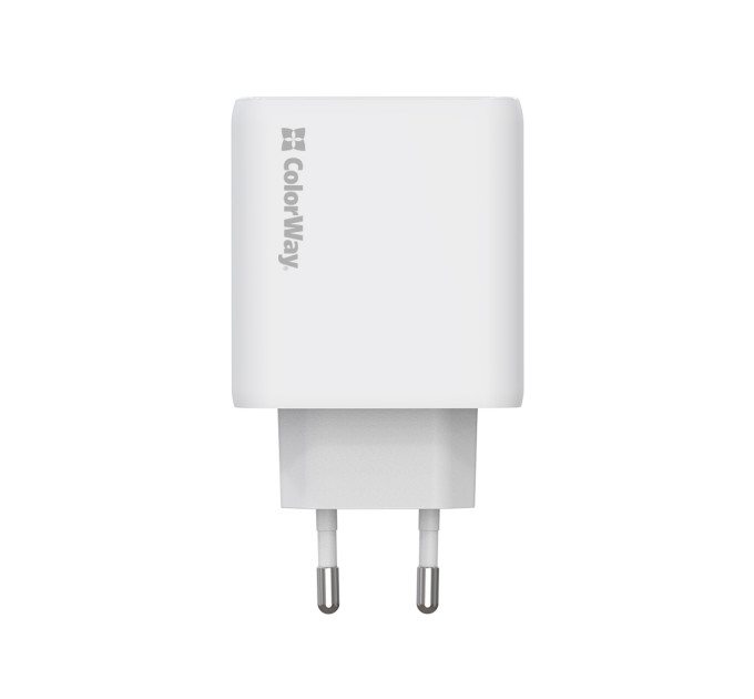 ColorWay Мережевий зарядний пристрій ColorWay GaN Mini 50W PD Port PPS USB (Type-C PD 30W + Type-C PD 20W) White (CW-CHS050PD-WT)