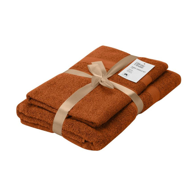 Ardesto Рушник Ardesto набір махрових Splendid 50х90 см, 70х140 см, 2шт, 100% бавовна, теракотовий (ART2359TE)