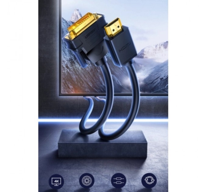 Ugreen Кабель мультимедійний HDMI M to DVI M 3.0m HD106 black Ugreen (10136)