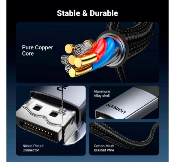 Ugreen Кабель мультимедійний DisplayPort M to HDMI M 1.0m V2.0 4K60Hz DP119 black Ugreen (15773)