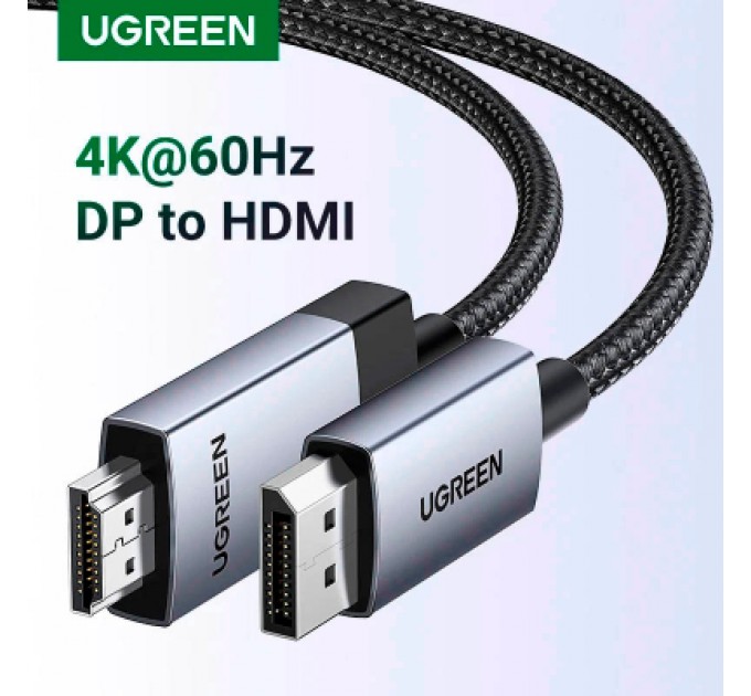 Ugreen Кабель мультимедійний DisplayPort M to HDMI M 1.0m V2.0 4K60Hz DP119 black Ugreen (15773)