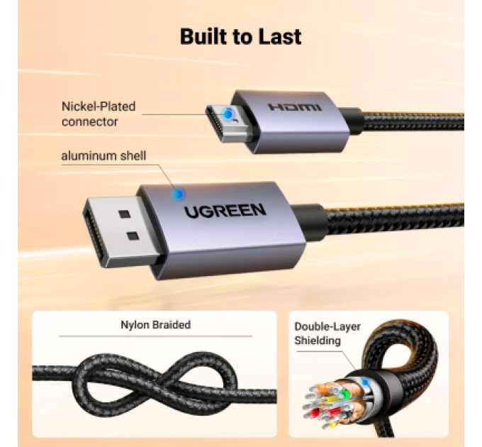 Ugreen Кабель мультимедійний DisplayPort M to HDMI M 3.0m V2.0 4K30Hz DP125 black Ugreen (35843)