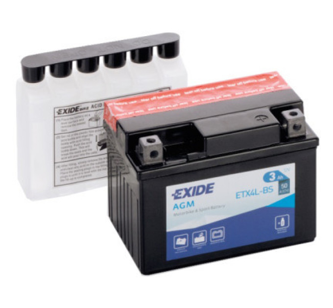 EXIDE Акумулятор автомобільний EXIDE AGM 3Ah Ев (-/+) (50EN) (ETX4L-BS)