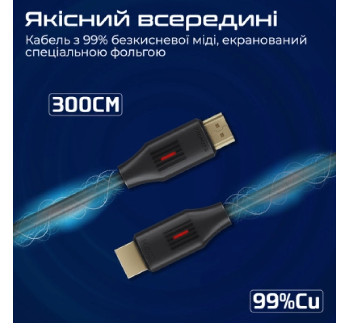 Promate Кабель мультимедійний HDMI to HDMI v.2.0 prolink4k60-300 Promate (prolink4k60-300)