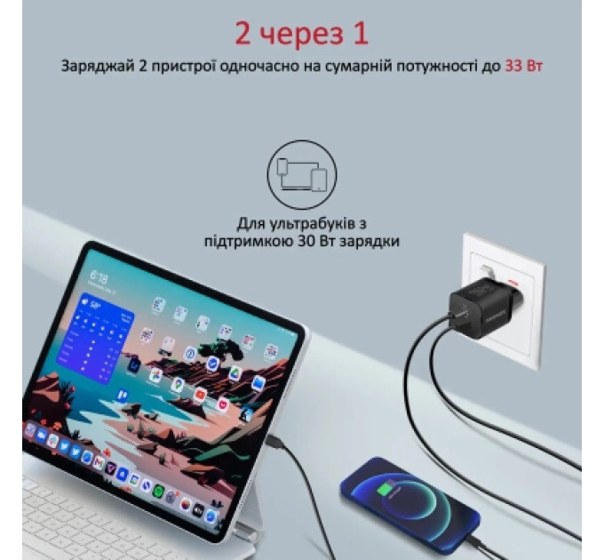 Promate Зарядний пристрій Promate powerport-33.black