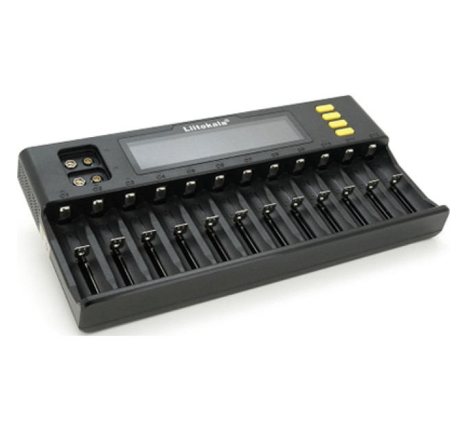 Liitokala Зарядний пристрій для акумуляторів Liitokala 12 Slots+2, Ni-Mh/Li-ion/LiFePo4/Крона, LED+LCD (Lii-S12)