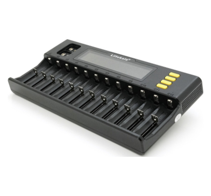 Liitokala Зарядний пристрій для акумуляторів Liitokala 12 Slots+2, Ni-Mh/Li-ion/LiFePo4/Крона, LED+LCD (Lii-S12)