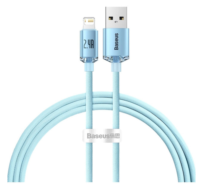 Baseus Кабель Baseus Crystal Shine USB - Lightning, 2.4A, 2м Sky Blue (CAJY001203)