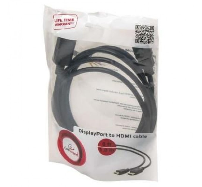 Cablexpert Кабель мультимедійний Display Port to HDMI 1.8m Cablexpert (CC-DP-HDMI-6)