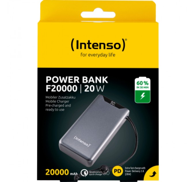 Intenso Батарея універсальна Intenso F20000 20000mAh PD/18W, QC3.0, grey (7332054)