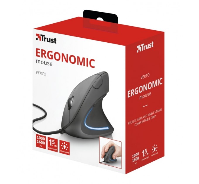 Trust Миша Trust Verto Ergonomic Mouse Black (22885)