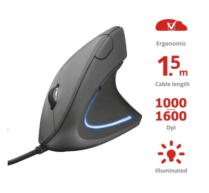 Trust Миша Trust Verto Ergonomic Mouse Black (22885)