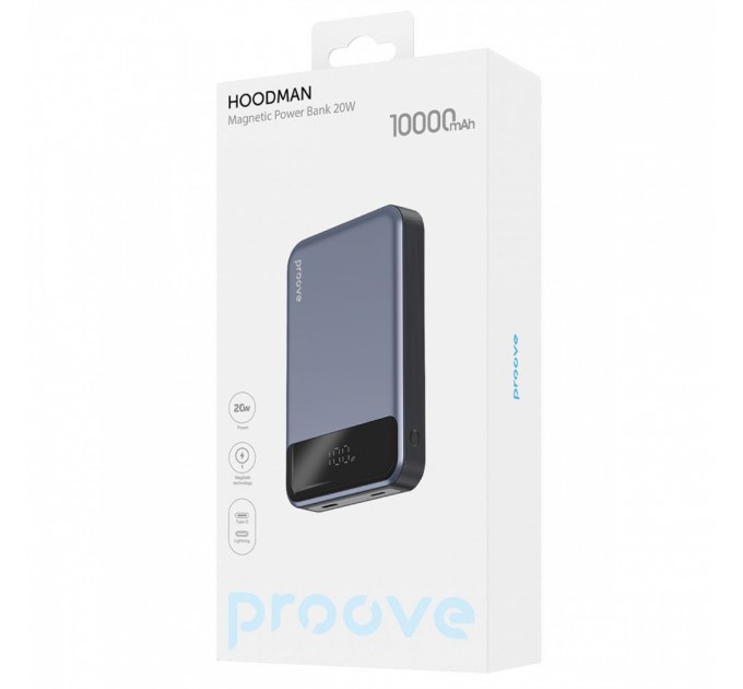 Proove Універсальна мобільна батарея Proove Hoodman Magnetic 20W 10000mAh Black (PBH120010001)