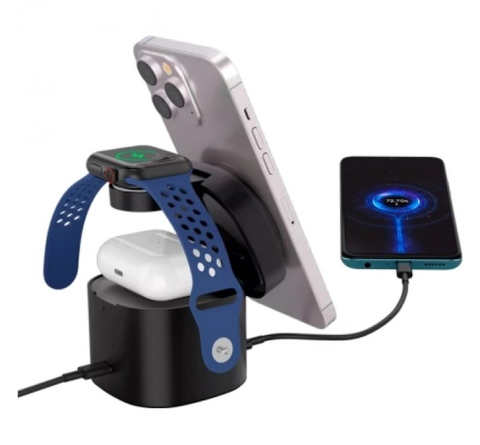 Canyon Зарядний пристрій Canyon 4-in-1 wireless charging stand 30W + cable 1.0m black (CNS-WCS405BW/A)