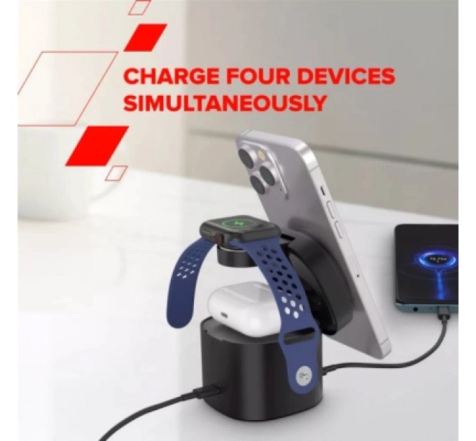 Canyon Зарядний пристрій Canyon 4-in-1 wireless charging stand 30W + cable 1.0m black (CNS-WCS405BW/A)