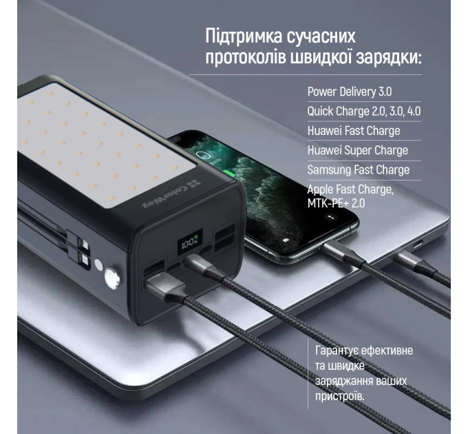 ColorWay Універсальна мобільна батарея ColorWay LCD/Lamp 80000mAh Black (CW-PB800LPA8BK-PDD)