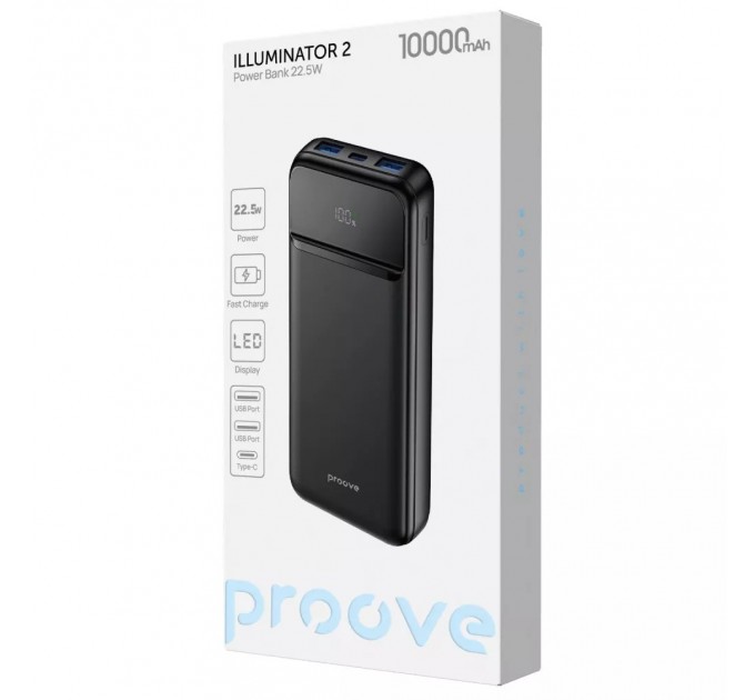Proove Універсальна мобільна батарея Proove Illuminator 2 22.5W 10000mAh Black (PBIP10212201)