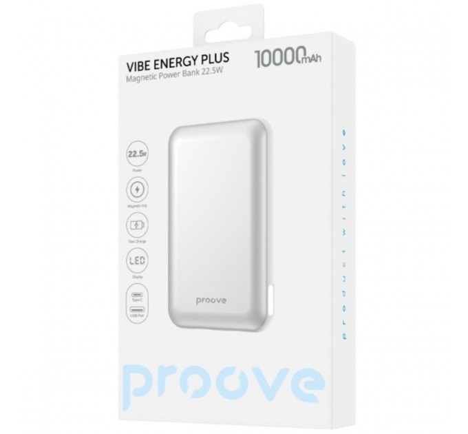 Proove Універсальна мобільна батарея Proove Vibe Energy Plus 22.5W 10000mAh White/Gold (PBVE15012202)