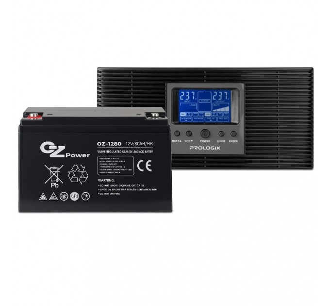 Prologix Комплект резервного живлення Prologix 800 (PLP800XL) + АКБ OZ12V080 12V 80AH, AGM
