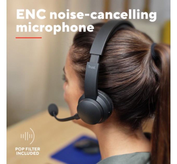 Trust Навушники Trust Ayda Wireless ENC Black (25463)