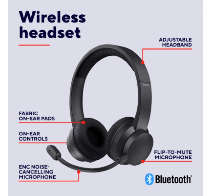 Trust Навушники Trust Ayda Wireless ENC Black (25463)