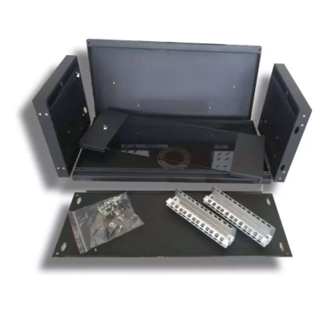 Hypernet Шафа настінна Hypernet 4U 19" 600x350 (WMNC-350-4U-FLAT-BLACK)