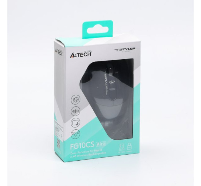 A4Tech Миша бездротова A4Tech Fstyler FG10CS Air2 Stone Grey